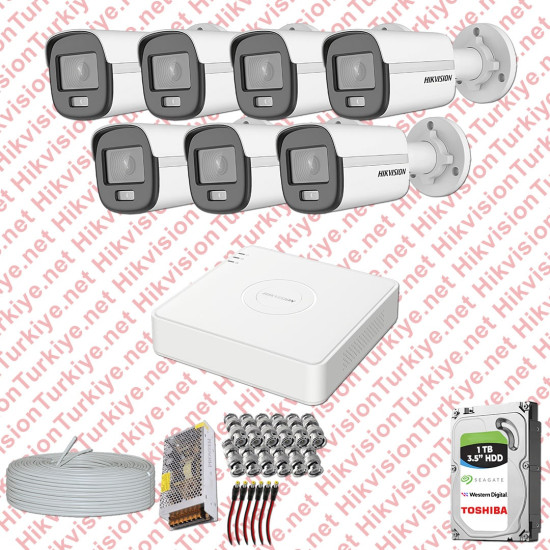 Hikvision Colorvu Gece Renkli 07 Kameralı Set 1TB Hdd